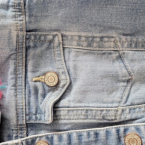 HP 😊 Vtg Girl's Gap Kids Confetti Pink Trim Blue Jean Jacket Sz XL 12 - Picture 5 of 6